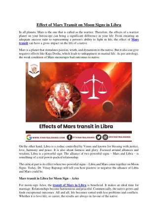 Mars in Libra - Effect of Mars Transit in Libra on Moon Signs