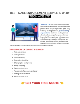 BEST IMAGE ENHANCEMENT SERVICE IN UK BY TECH ACE LTD