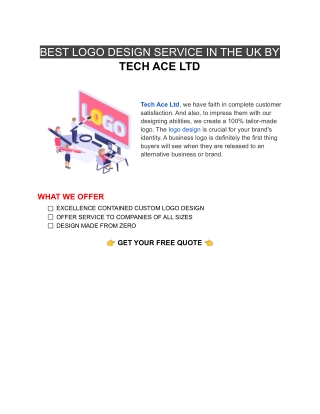 BEST LOGO DESIGN SERVICES IN THE UK BY TECH ACE LTD