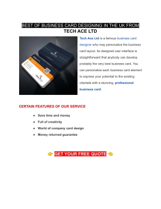 BEST OF BUSINESS CARD DESIGNING IN THE UK FROM TECH ACE LTD