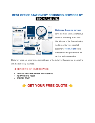 BEST OFFICE STATIONERY DESIGNING SERVICES BY TECH ACE LTD