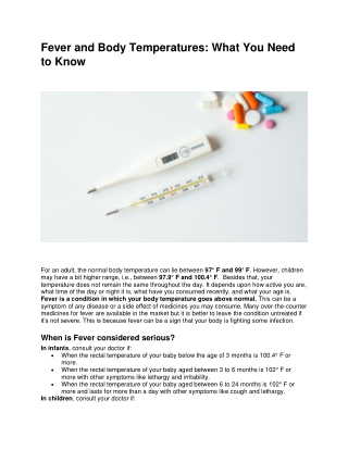 Fever and Body Temperatures - What You Need to Know