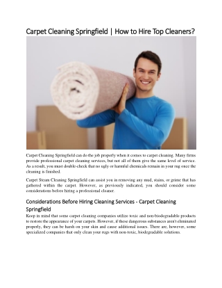 Carpet Cleaning Springfield - How to Hire Top Cleaner