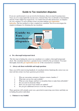 The Guide to Tax resolution disputes