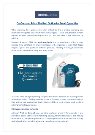 On-Demand Print- The Best Option for Small Quantities