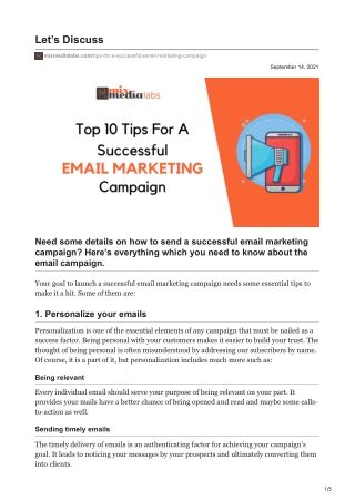 Top 10 Tips For A Successful Email Marketing Campaign