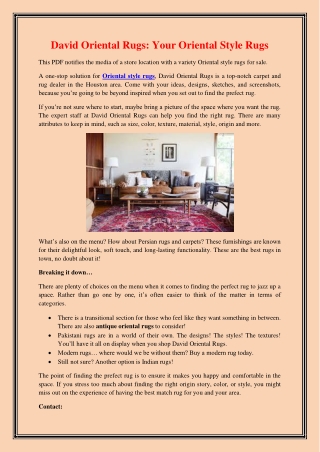 David Oriental Rugs Your Oriental Style Rugs