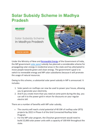 Solar Subsidy Scheme in Madhya Pradesh - Waaree Energies