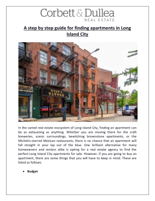 A step by step guide for finding apartments in Long Island City