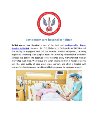 Best cancer care hospital in Rohtak