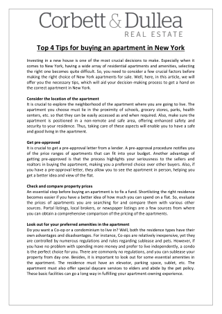 Top 4 Tips for buying an apartment in New York