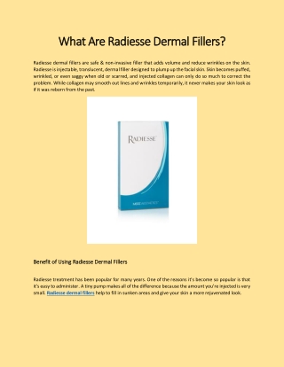 What Are Radiesse Dermal Fillers