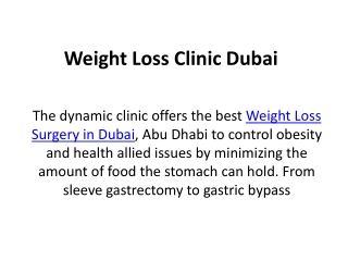 Weight Loss Clinic Dubai