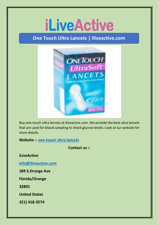 One Touch Ultra Lancets | Iliveactive.com