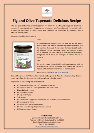 Fig and Olive Tapenade Delicious Recipe