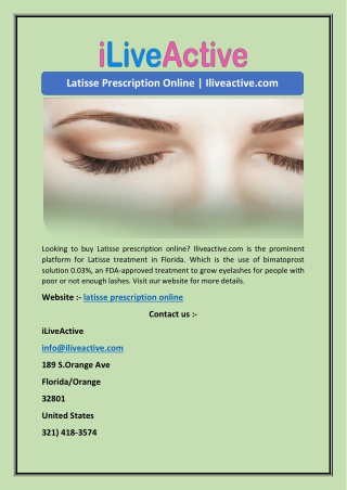 Latisse Prescription Online | Iliveactive.com
