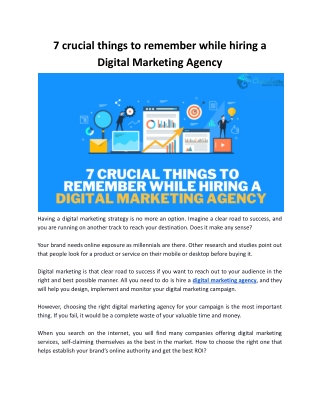 7 crucial things to remember while hiring a digital marketing agency