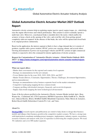 Global Automotive Electric Actuator Market Overview Analysis and Growth