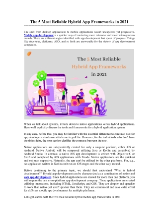 The 5 Most Reliable Hybrid App Frameworks in 2021