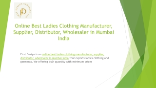 Best Online Ladies Clothing Supplier, Manufacturer, Distributor, Wholesaler in Mumbai
