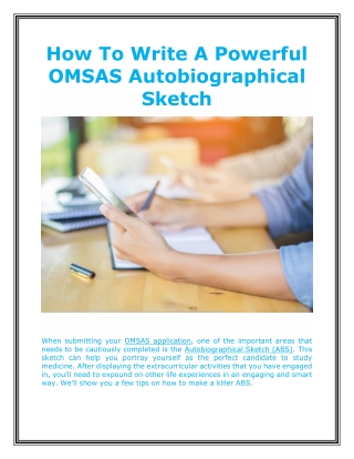 How To Write A Powerful OMSAS Autobiographical Sketch