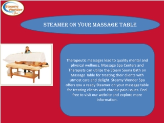 Steamer on your massage Table