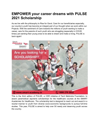 EMPOWER your career dreams with PULSE 2021 Scholarship