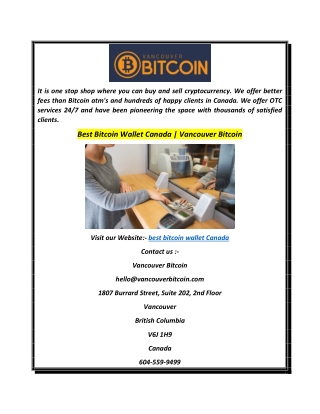 Best Bitcoin Wallet Canada  Vancouver Bitcoin
