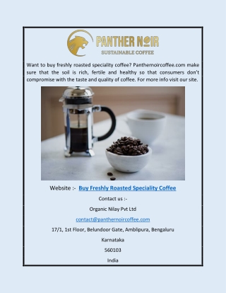 Buy Freshly Roasted Speciality Coffee | Panthernoircoffee.com