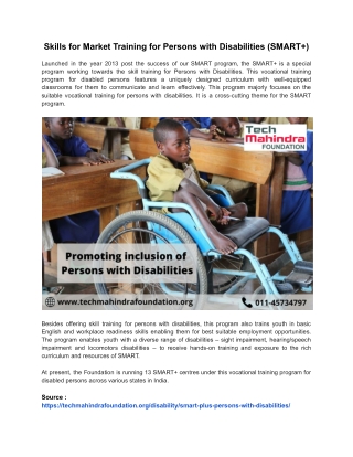 Skills for Market Training for Persons with Disabilities (SMART )