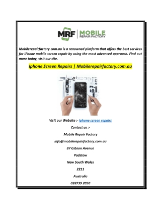 Iphone Screen Repairs  Mobilerepairfactory.com.au