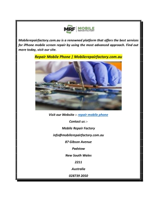 Repair Mobile Phone  Mobilerepairfactory.com.au
