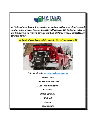 Ice Control and Removal Services in North Vancouver, BC