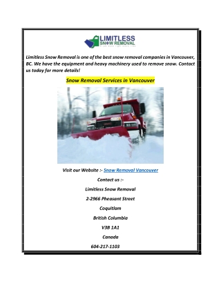 Snow Removal Services in Vancouver