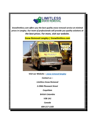 Snow Removal Langley  Snowlimitless.com