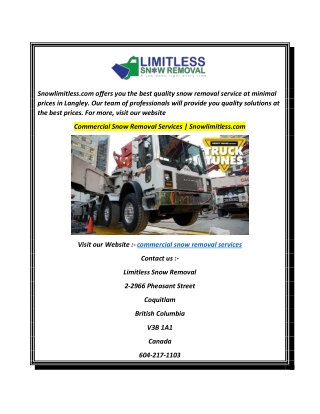 Commercial Snow Removal Services  Snowlimitless.com