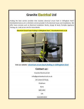 Electrical Circuit Fault Finding In Gillingham Kent | Graniteelectrical.co.uk