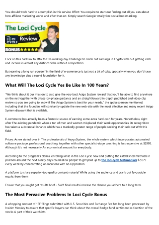 The Most Pervasive Problems In Loci Cycle Bonus