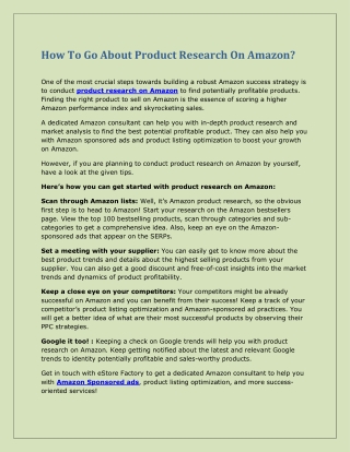 How To Go About Product Research On Amazon