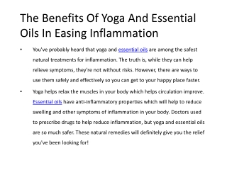 The Benefits Of Yoga And Essential Oils In Easing Inflammation