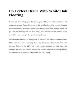 Do Perfect Décor With White Oak Flooring