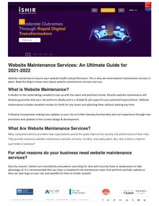 Website Maintenance Services: An Ultimate Guide for 2021-2022