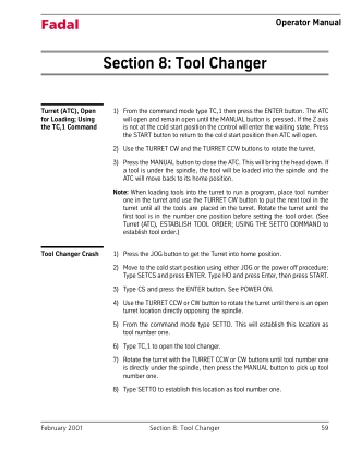 Fadal Parts Manual