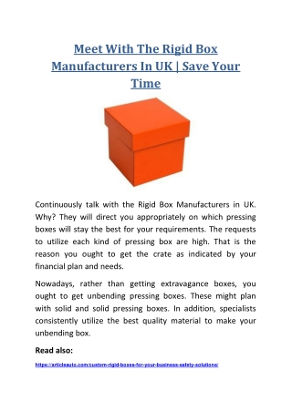 rigid box manufacturers UK