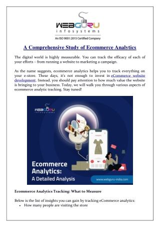 A Comprehensive Study of Ecommerce Analytics