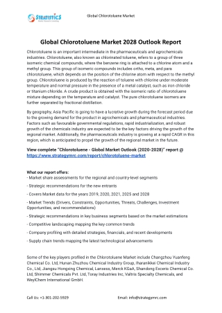 2021 Chlorotoluene Market Global Analysis Report