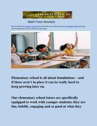 Math Tutor Honolulu