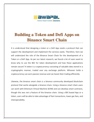 Building a Token and Defi Apps on Binance Smart Chain