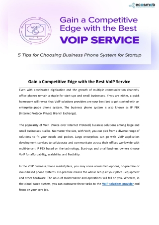 Gain a Competitive Edge with the Best VoIP Service