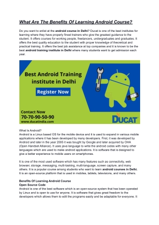 What Are The Benefits Of Learning Android Course